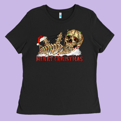 Ladies Tee Merry christmas skeleton