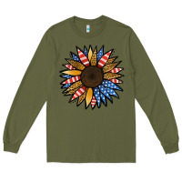 Army Green Patriotic Sunflower Long Sleeve Tee - Jasminsmagicworld