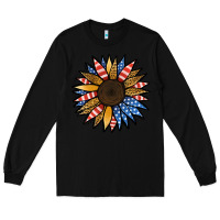 Black Patriotic Sunflower Long Sleeve Tee - Jasminsmagicworld