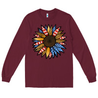Burgundy Patriotic Sunflower Long Sleeve Tee - Jasminsmagicworld