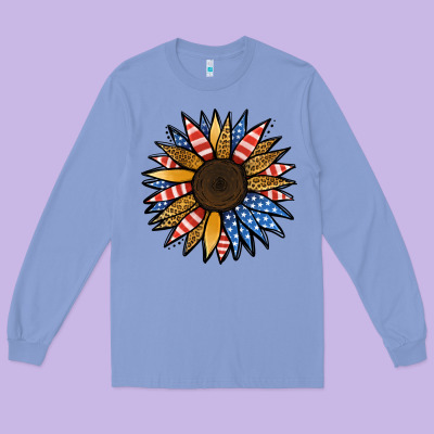 Patriotic Sunflower Long Sleeve Tee Designed By Jasminsmagicworld