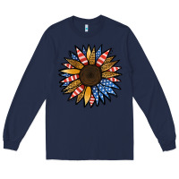 Navy Patriotic Sunflower Long Sleeve Tee - Jasminsmagicworld