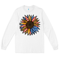 White Patriotic Sunflower Long Sleeve Tee - Jasminsmagicworld