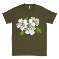 Army Green Hawthorn Flower Illustrations Classic Tee - LillyAllenDesigns