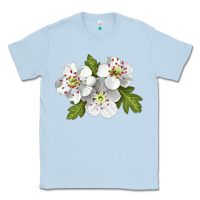 Dusty Blue Hawthorn Flower Illustrations Classic Tee - LillyAllenDesigns