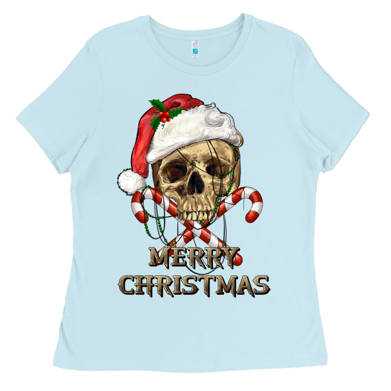 Merry Christmas Skull Ladies Tee by RanaPortraitStore | Teevron