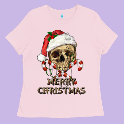 Ladies Tee merry christmas skull