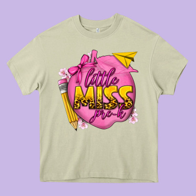 Little Miss Pre K Heavy Core Tee Designed By Texasbilliewilder