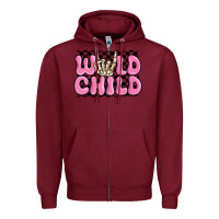 Burgundy wild child pink skeleton Zipper Hoodie - MaliasSmallBusiness