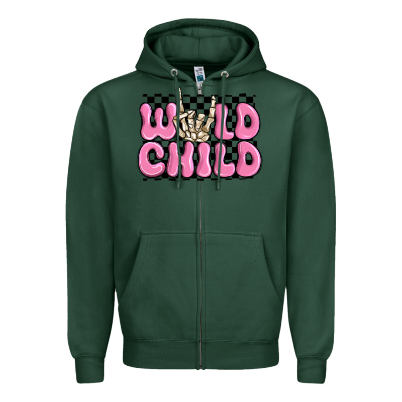 Wild Child Pink Skeleton Zipper Hoodie by MaliasSmallBusiness | Teevron