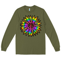 Army Green Peace Hippie Sunflower Long Sleeve Tee - Jasminsmagicworld