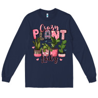 Navy crazy plant lady houseplants Long Sleeve Tee - JahusDesignShop