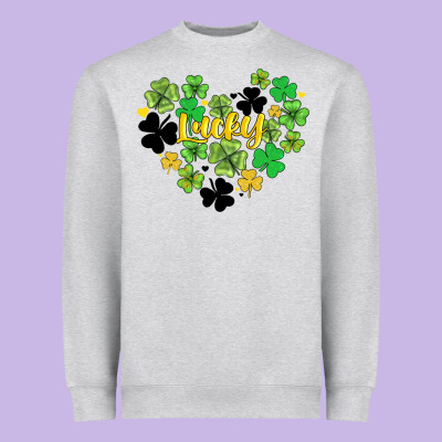 Lucky Heart Shaped Clover Heavyweight Sweatshirt Designed By Adodesignshop