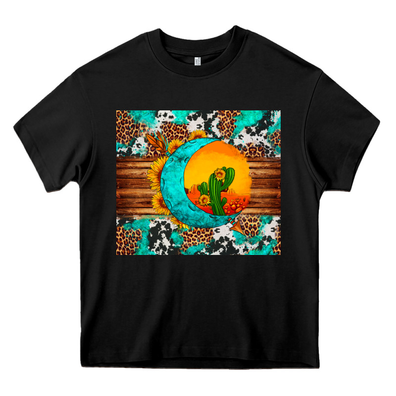 Sunflower Desert Cactus Turquoise Crescent Heavy Core Tee by Artiststas | Teevron