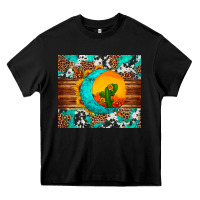 Black sunflower desert cactus turquoise crescent Heavy Core Tee - Artiststas