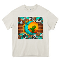 Cream sunflower desert cactus turquoise crescent Heavy Core Tee - Artiststas
