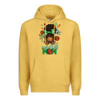 Antique Gold Basketball Mom Afro Messy Bun Premium Hoodie - texasbilliewilder