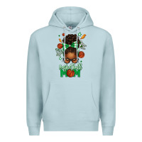 Blue Mist Basketball Mom Afro Messy Bun Premium Hoodie - texasbilliewilder
