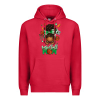 Cardinal Basketball Mom Afro Messy Bun Premium Hoodie - texasbilliewilder