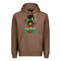 Chestnut Basketball Mom Afro Messy Bun Premium Hoodie - texasbilliewilder