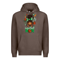 Coffee Basketball Mom Afro Messy Bun Premium Hoodie - texasbilliewilder
