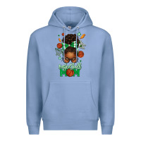 Colony Blue Basketball Mom Afro Messy Bun Premium Hoodie - texasbilliewilder