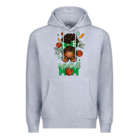 Heather Grey Basketball Mom Afro Messy Bun Premium Hoodie - texasbilliewilder