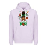 Lilac Basketball Mom Afro Messy Bun Premium Hoodie - texasbilliewilder