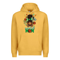 Mustard Basketball Mom Afro Messy Bun Premium Hoodie - texasbilliewilder