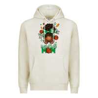 Oatmeal Heather Basketball Mom Afro Messy Bun Premium Hoodie - texasbilliewilder