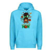 Ocean Blue Basketball Mom Afro Messy Bun Premium Hoodie - texasbilliewilder