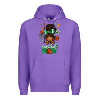 Purple Basketball Mom Afro Messy Bun Premium Hoodie - texasbilliewilder