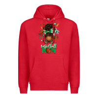 Red Basketball Mom Afro Messy Bun Premium Hoodie - texasbilliewilder