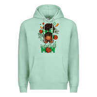 Seafoam Basketball Mom Afro Messy Bun Premium Hoodie - texasbilliewilder
