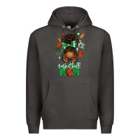 Smoke Basketball Mom Afro Messy Bun Premium Hoodie - texasbilliewilder