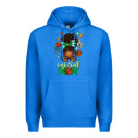 True Royal Basketball Mom Afro Messy Bun Premium Hoodie - texasbilliewilder