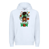 White Basketball Mom Afro Messy Bun Premium Hoodie - texasbilliewilder