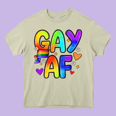 Gay Af Heavy Core Tee Designed By Zillion Design Studio