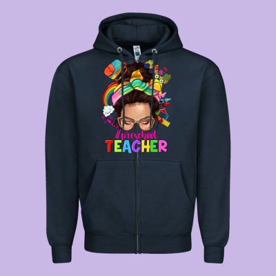 Preschool Teacher Zipper Hoodie Designed By Nancycooperartshop