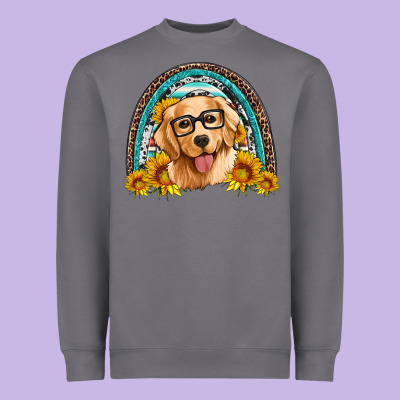 Golden Retriever Rainbow Heavyweight Sweatshirt Designed By Artiststas