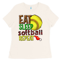 Bone eat sleep softball repeat Ladies Tee - texasbilliewilder
