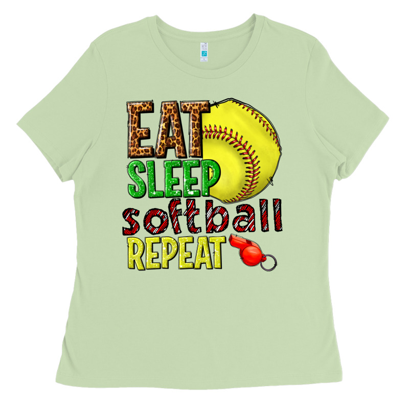 Eat Sleep Softball Repeat Ladies Tee by texasbilliewilder | Teevron