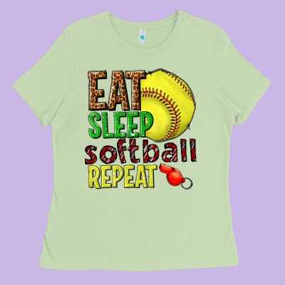 Ladies Tee eat sleep softball repeat