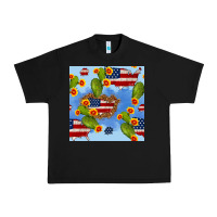 Black usa map cactus and sunflower seamless pattern Urban Heavy Tee - BundleAndBundleShop