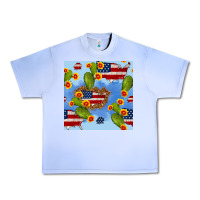 Grape Ice usa map cactus and sunflower seamless pattern Urban Heavy Tee - BundleAndBundleShop