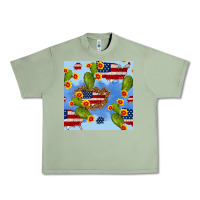 Oil Green usa map cactus and sunflower seamless pattern Urban Heavy Tee - BundleAndBundleShop