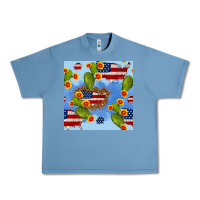 Pebble Blue usa map cactus and sunflower seamless pattern Urban Heavy Tee - BundleAndBundleShop