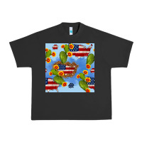 Pigment Black usa map cactus and sunflower seamless pattern Urban Heavy Tee - BundleAndBundleShop