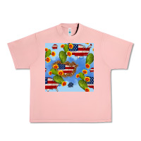 Salmon usa map cactus and sunflower seamless pattern Urban Heavy Tee - BundleAndBundleShop