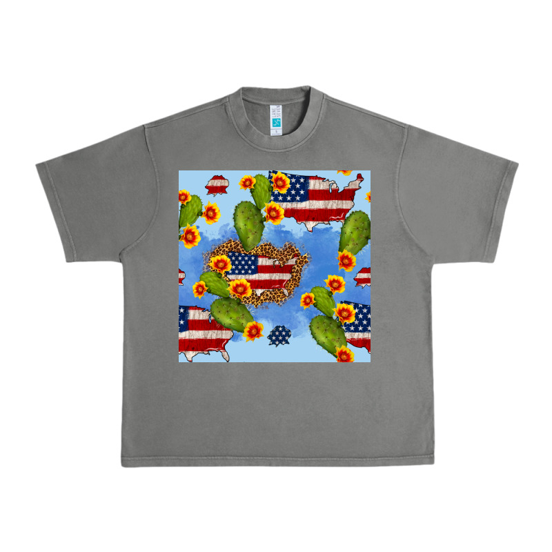 Usa Map Cactus And Sunflower Seamless Pattern Urban Heavy Tee by BundleAndBundleShop | Teevron